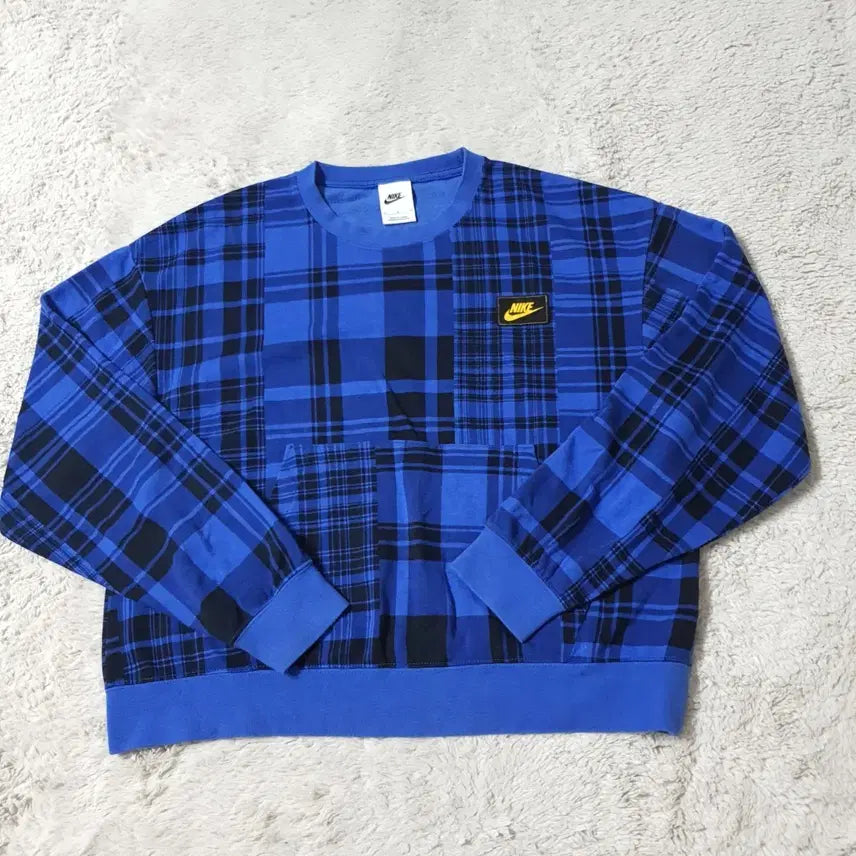 [BUNJANG] Nike Check Long Sleeve Sweatshirt M / 나이키 체크 긴팔 맨투맨 M  (527