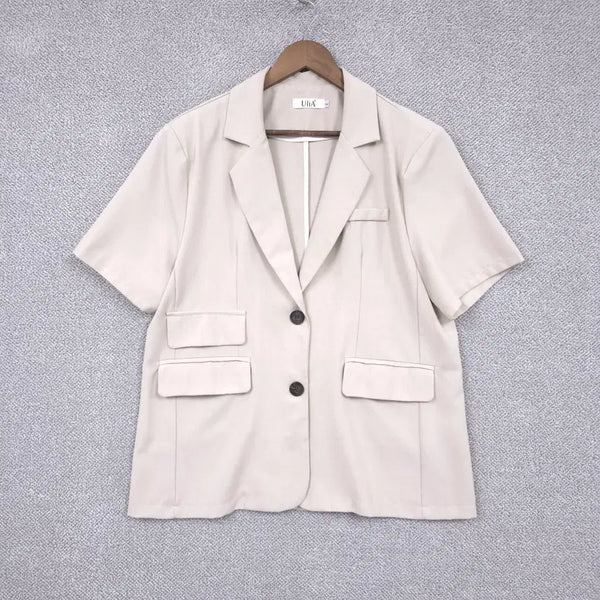 [BUNJANG] UliA Women's Summer Two-Button Tailored Short-Sleeve Jacket / UliA 여성 썸머 투버튼 테일러드 반팔 자켓 88