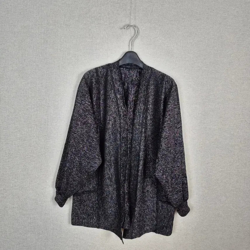 [BUNJANG] Black Open Cardigan with Colorful Pattern / (#88,99)빅사이즈 컬러감이 매력적인 블랙 긴팔 오픈 가디건