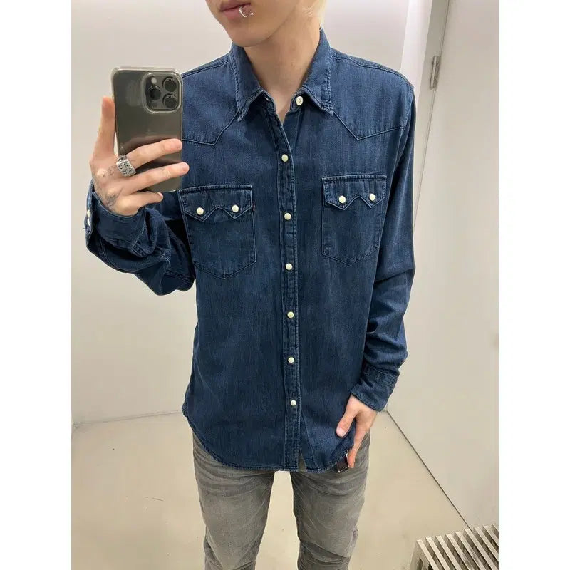 [BUNJANG] Levi's Two Pocket Western Denim Shirt / 리바이스 투포켓 웨스턴 데님셔츠 r4578