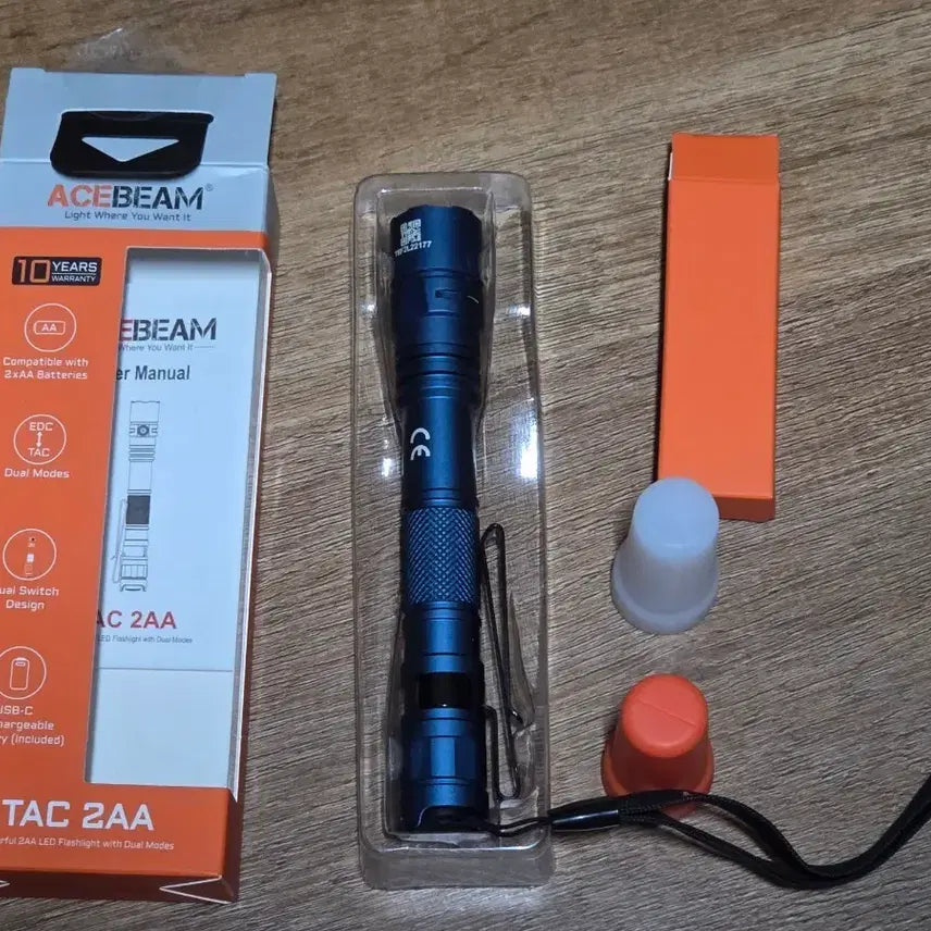 [BUNJANG] Acebeam TAC 2AA Blue LED Flashlight / ACEBEAM TAC 2AA 블루 LED 손전등