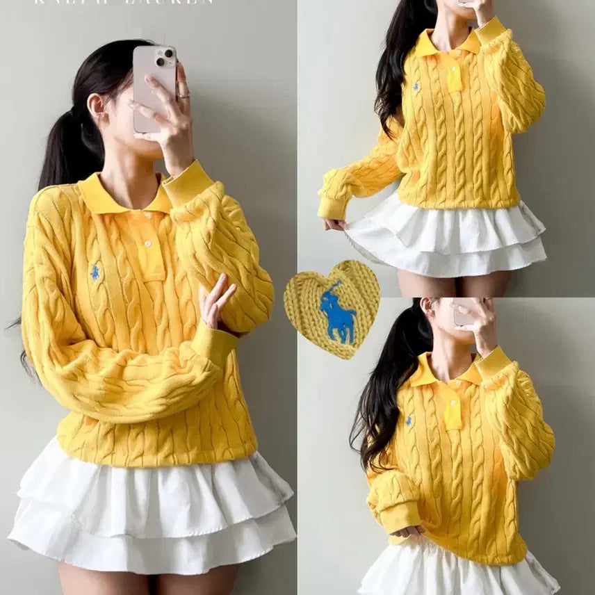 [BUNJANG] Polo Collar Knit Yellow / 폴로 카라 니트