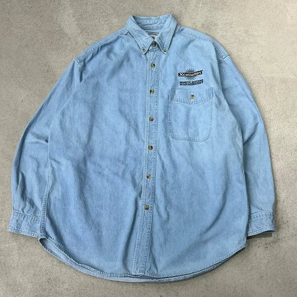 [BUNJANG] Lee 90s Embroidered Work Denim Shirt / 90s Lee 자수 워크 데님셔츠 s12460