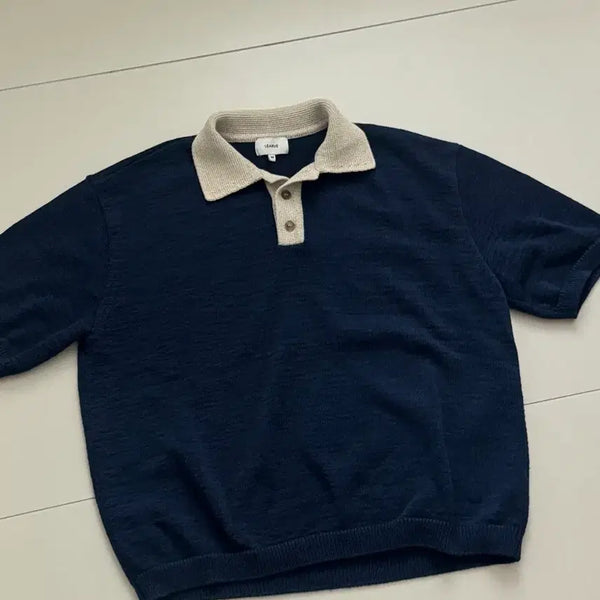 [BUNJANG] LEARVE Navy Collar Knit Size 100 / 르아브 네이비 카라니트 100