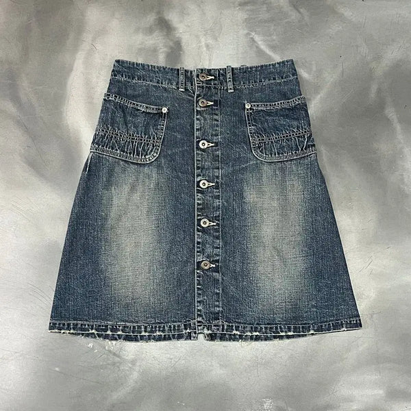 [BUNJANG] Awesome Nine Button Denim Skirt / 존불 버튼 데님 스커트 y19113
