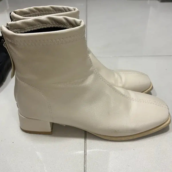 [BUNJANG] Ivory Ankle Boots - Size 240 / 아이보리 앵클 부츠 240