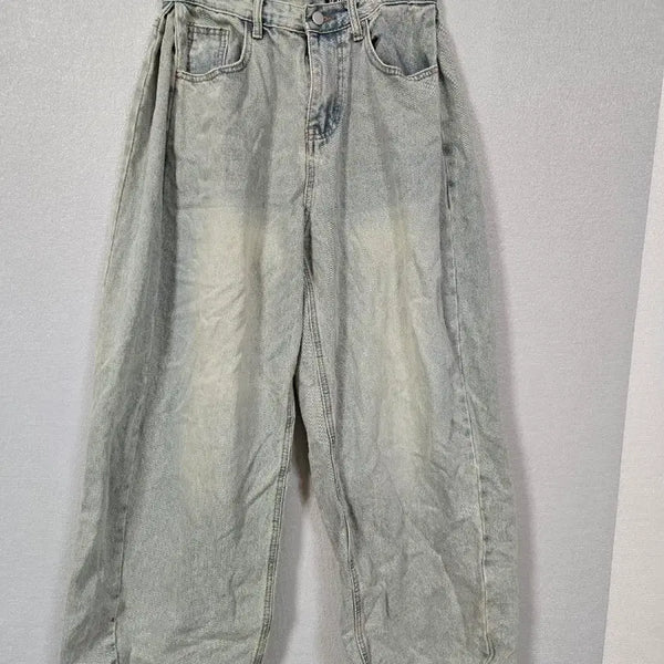[BUNJANG] SBIN Washed Light Blue Wide Denim Pants M / SBIN 워싱 연청 와이더팬츠 M