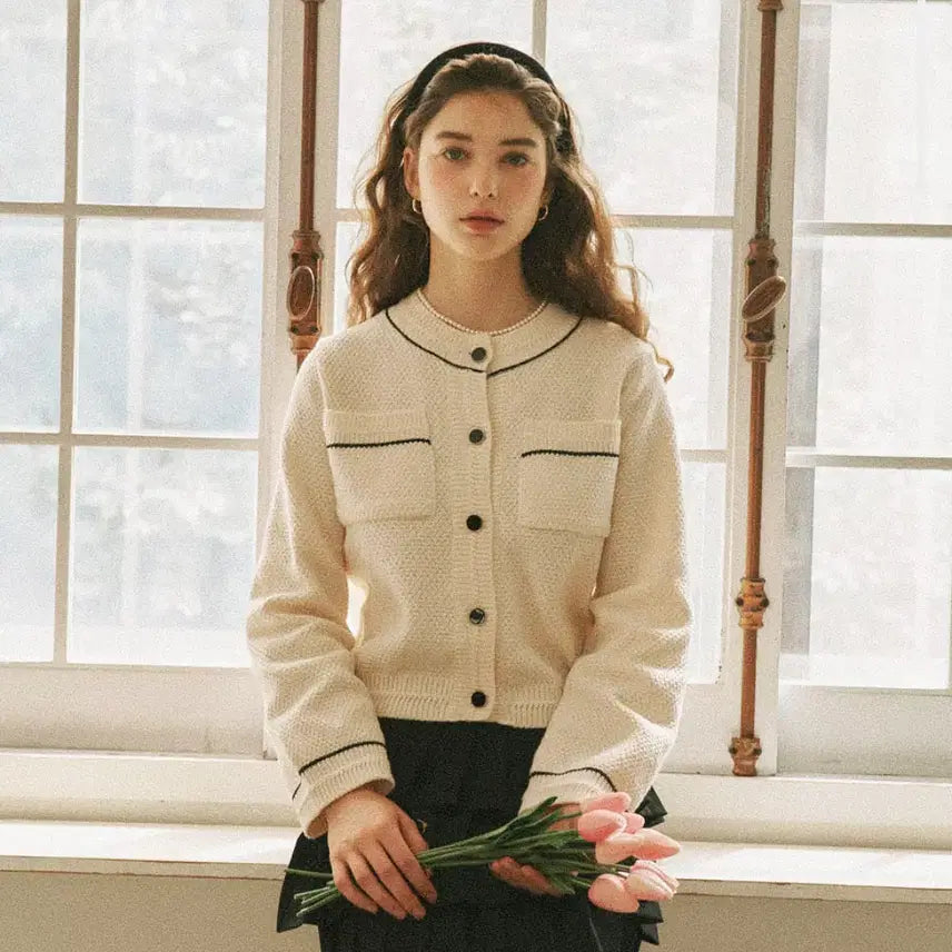 [BUNJANG] RONRON Tweed Knit Cardigan / 론론(RONRON) 트위드 니트가디건 55-66
