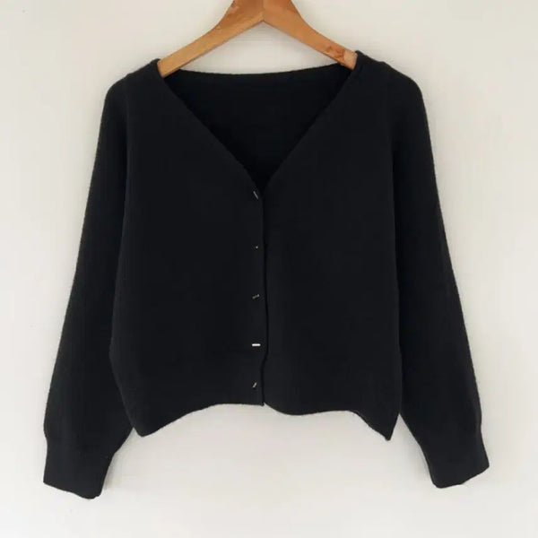 [BUNJANG] Black V-Neck Cardigan / 블랙 브이넥 가디건