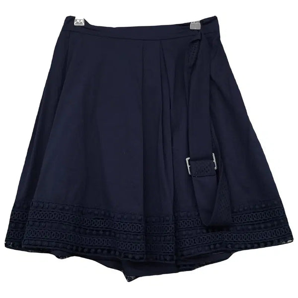 [BUNJANG] Satin Belted Skirt Navy / 사틴 네이비 벨티드 스커트 70-97