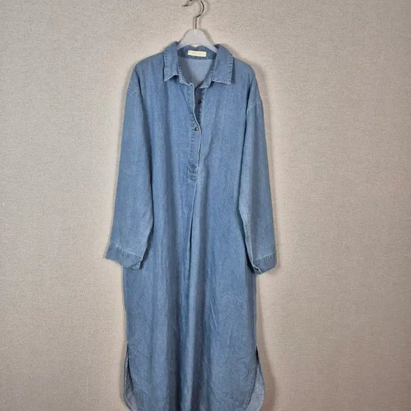 [BUNJANG] Light Wash Denim Collared Long Sleeve Dress / (#77,88추천)핏이 예쁜 희귀템 연청 카라 긴팔 원피스