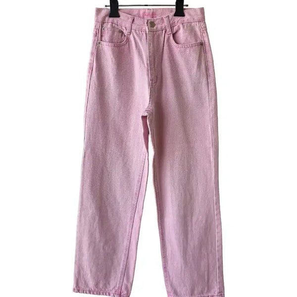 [BUNJANG] Pink Denim Wide Pants - Size S / S/핑크 데님 와이드팬츠/새제품