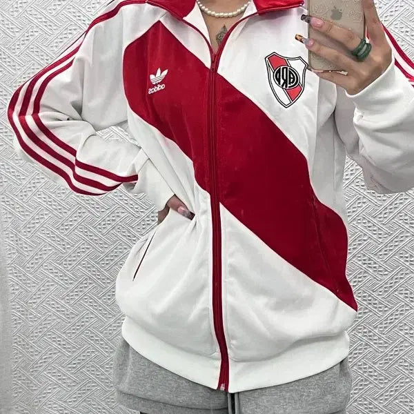 [BUNJANG] Adidas Old Skool River Plate Patch Track Jacket Zip-Up L / 아디다스 올드스쿨 레트로 리버플레이트 패치 져지 집업 L C14361