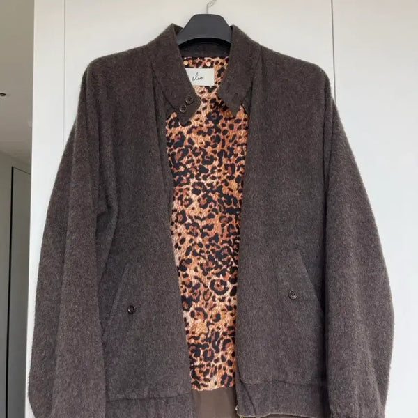 [BUNJANG] Mohair Leopard Harrington Jacket / 모헤어 레오파드 헤링턴 자켓