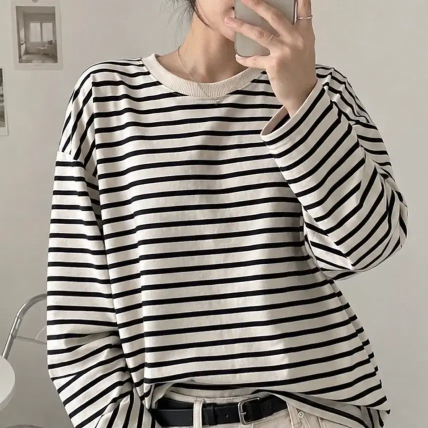 [BUNJANG] Stripe Long Sleeve T-Shirt / 스트라이프 긴팔 티셔츠
