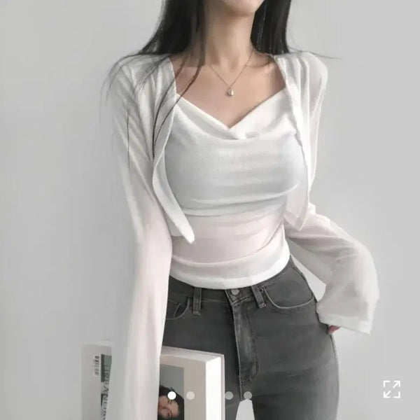 [BUNJANG] Sleeveless Cardigan Set / 새상품 에이블리 나시가디건 세트