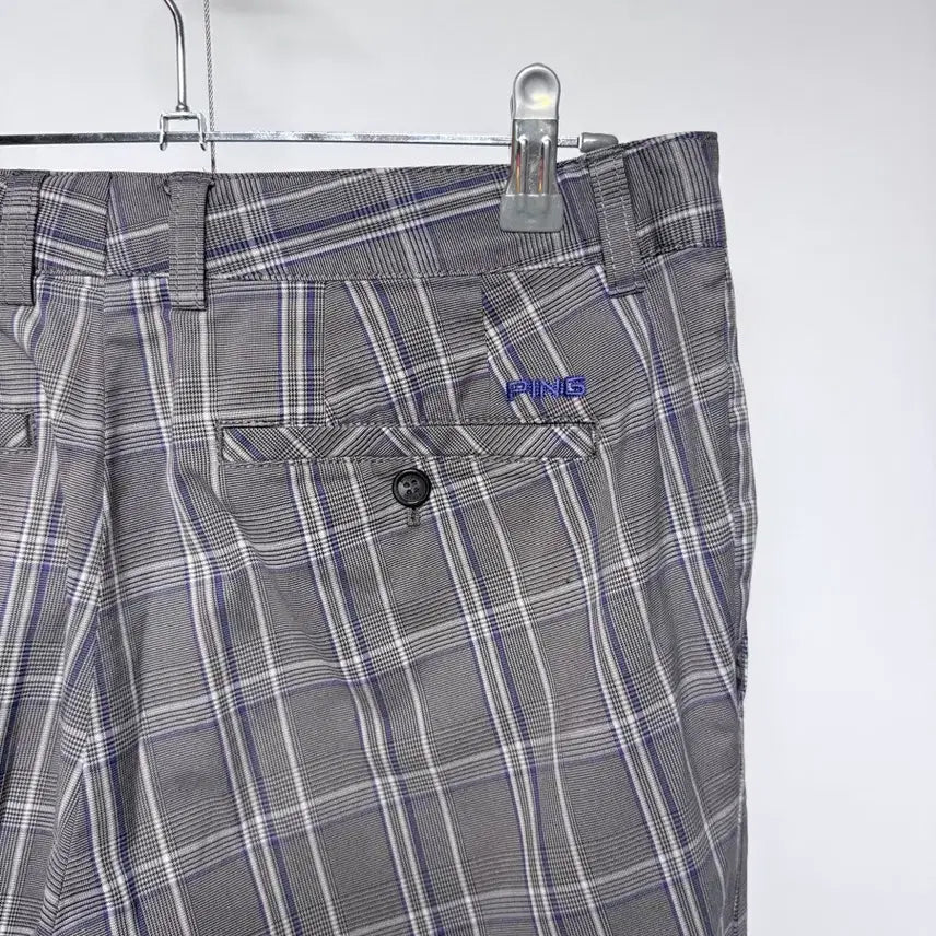[BUNJANG] Ping Women's Check Pattern Functional Golf Pants Size 77 (30-inch) Gray / 핑 여성 골프웨어 체크 패턴 기능성 골프 팬츠 77 사이즈(30인치) 그레이