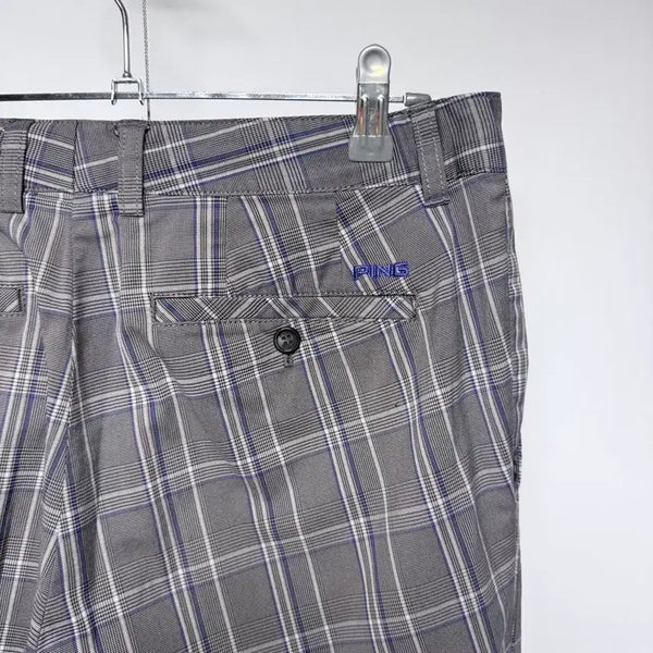 [BUNJANG] Ping Women's Check Pattern Functional Golf Pants Size 77 (30-inch) Gray / 핑 여성 골프웨어 체크 패턴 기능성 골프 팬츠 77 사이즈(30인치) 그레이