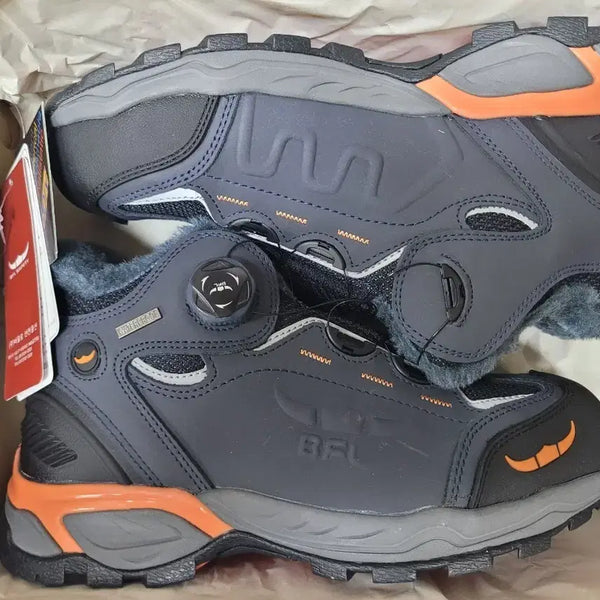 [BUNJANG] Buffalo Fur-Lined Winter Boots with Orange Accent / 버팔로  방한화/부츠 털 안감 오렌지 포인트