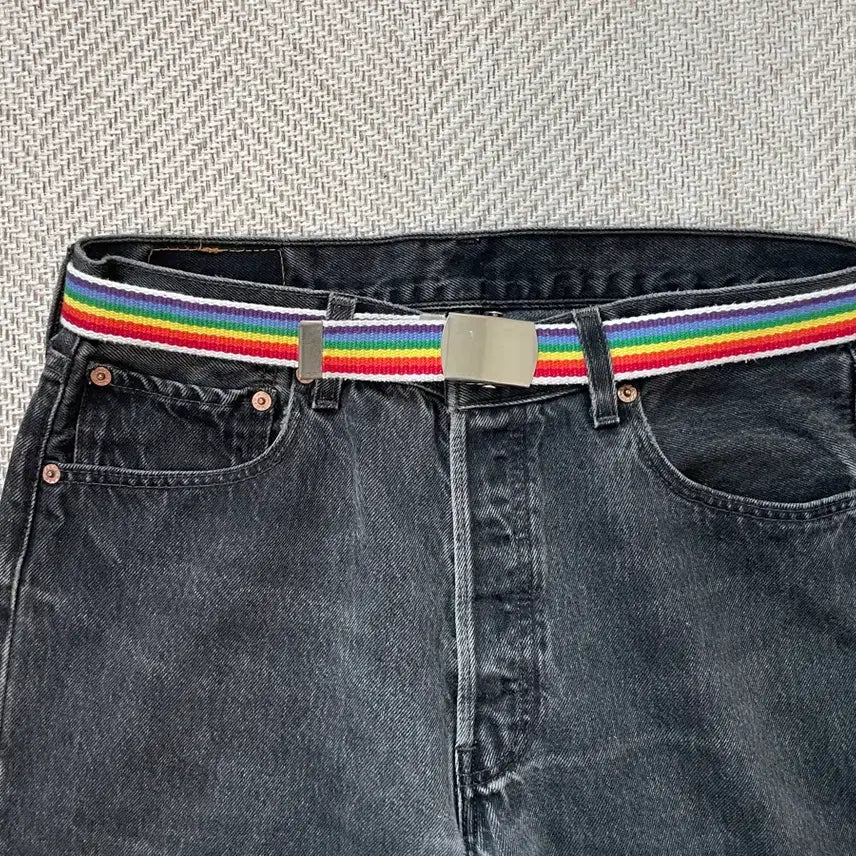 [BUNJANG] Vintage Multi Stripe Woven Belt / 빈티지 멀티 스트라이프 위빙 벨트