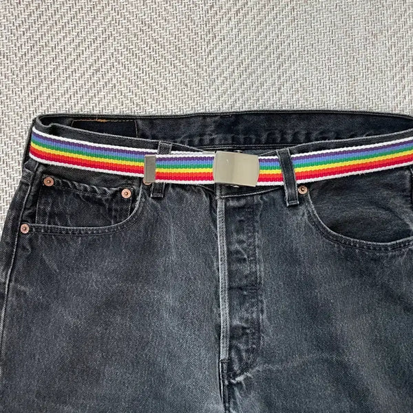 [BUNJANG] Vintage Multi Stripe Woven Belt / 빈티지 멀티 스트라이프 위빙 벨트