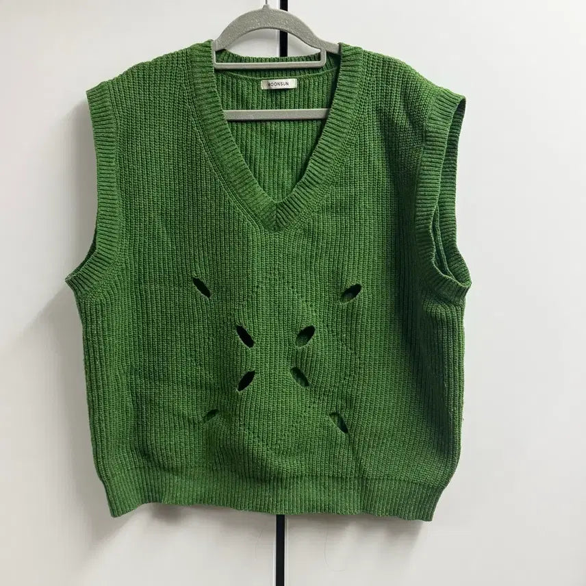 [BUNJANG] Munseon Argyle Point Green Knit OS / 문선 아가일 포인트 그린 니트 OS