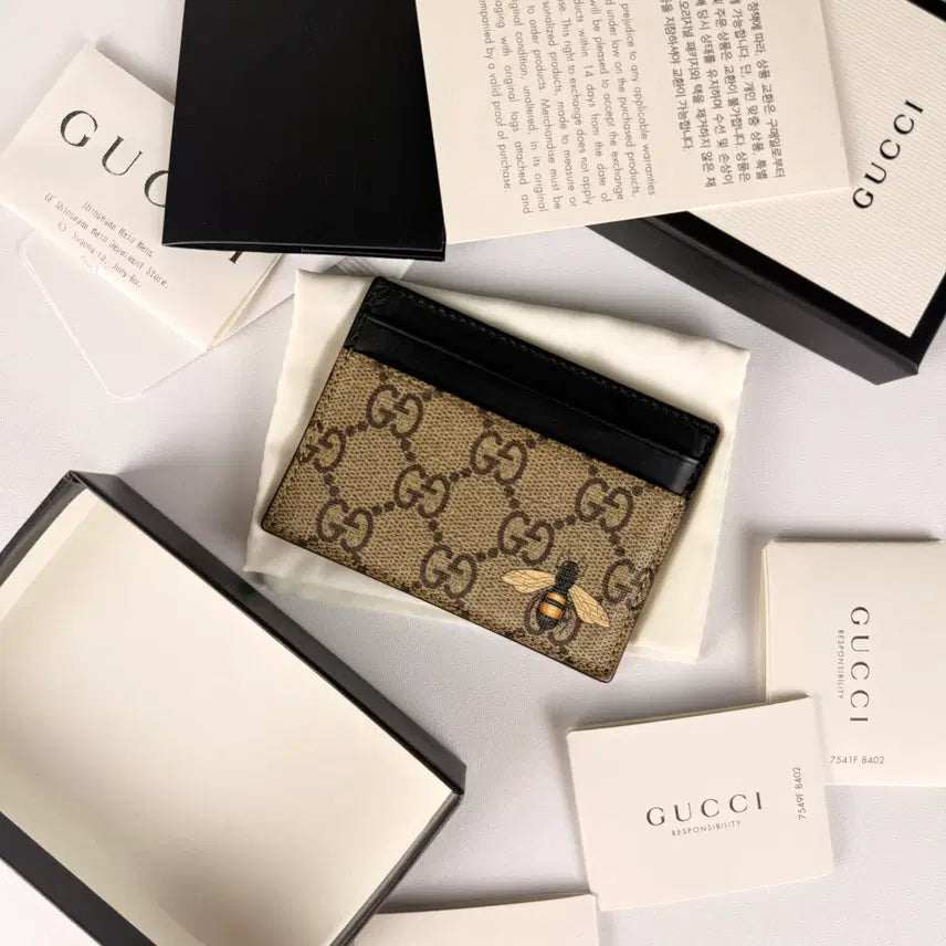 [BUNJANG] Gucci Bee Card Wallet Beige / [새상품급] 구찌 꿀벌 카드지갑 베이지