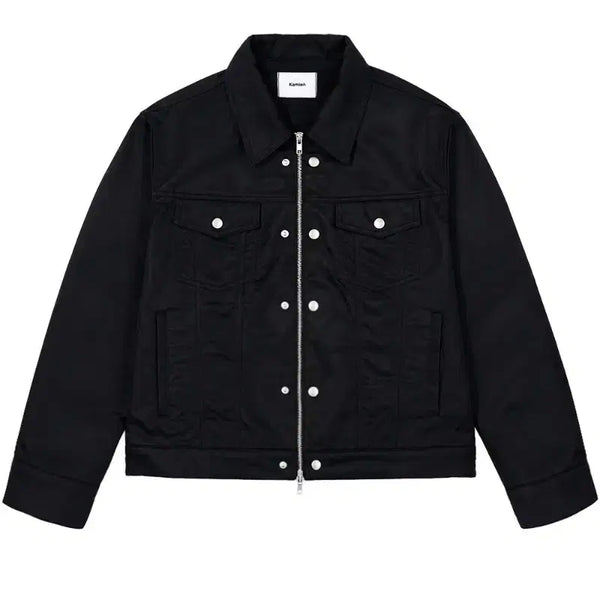 [BUNJANG] Kamien Nylon Crop Trucker Jacket Black / [3] 카미엔 나일론 크롭 트러커 자켓 블랙