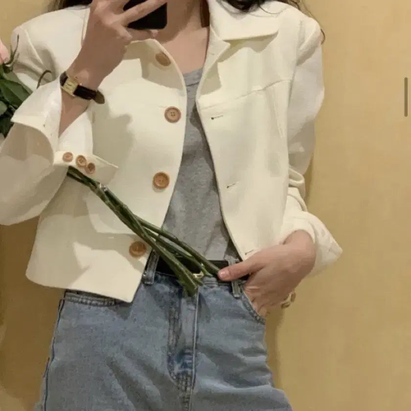 [BUNJANG] WITHOUT SUMMER Ivory Crop Short Jacket / 새상품 WITHOUT SUMMER 위드아웃썸머 브레드 자켓 아이보리 크롭 숏자켓