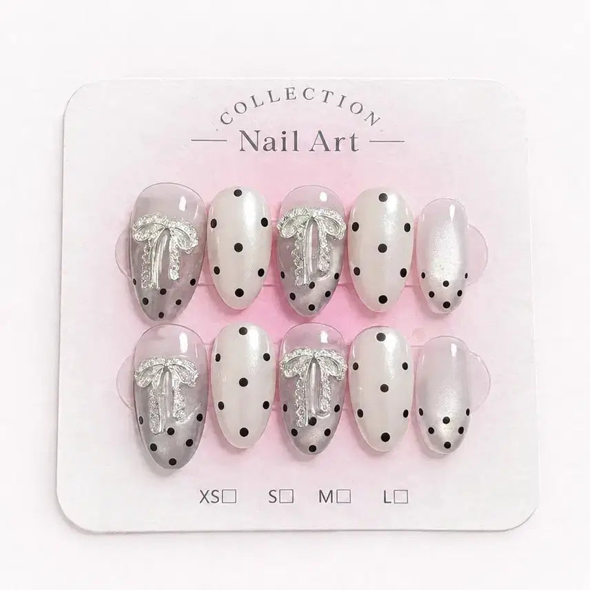 [BUNJANG] Handmade Nail Tips with Dot Glass Beads / 수제네일팁 도트유리알