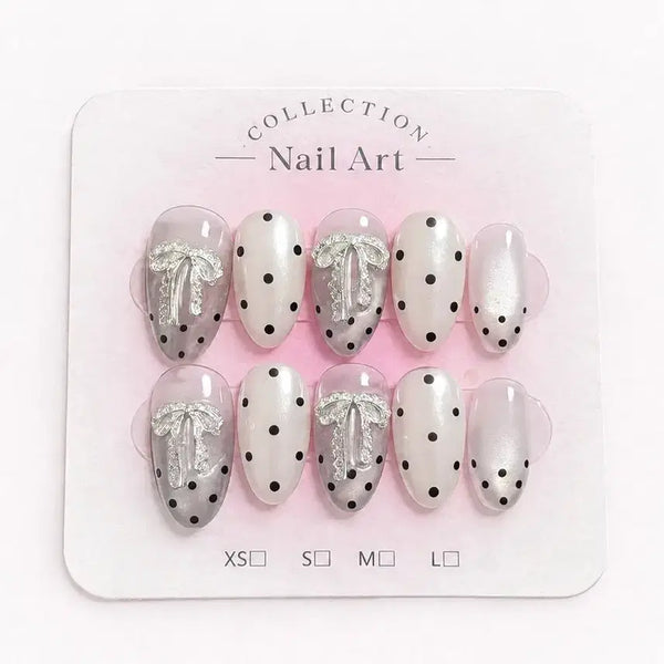 [BUNJANG] Handmade Nail Tips with Dot Glass Beads / 수제네일팁 도트유리알