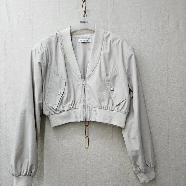 [BUNJANG] Ivory Crop Bomber Jacket / Yu red girl  크롭자켓 ~77초