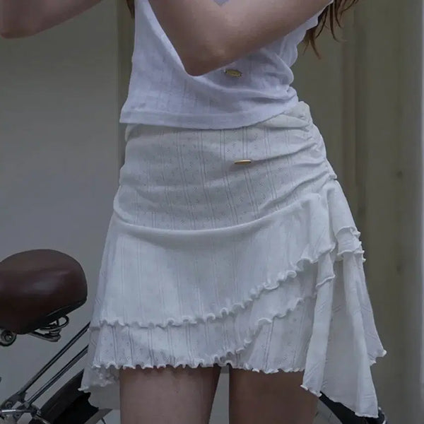 [BUNJANG] DEVE Shirring Wave Ivory Skirt / 드헤베 셔링 웨이브 아이보리 스커트 판매합니다