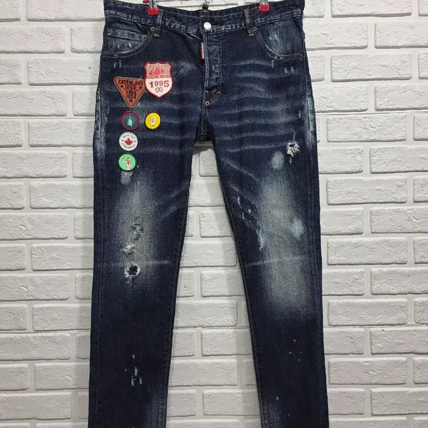 [BUNJANG] DSQUARED2 Multi-Wappen Patch Slim Jeans (S71LB000100) / 정품 디스퀘어드2 멀티 와펜 패치 슬림 진(S71LB000100ㅡ(52)34ㅡ35