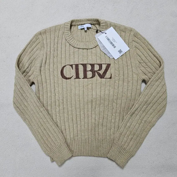 [BUNJANG] City Breeze Essential Logo Ribbed Knit Top / 시티브리즈 에센셜 로고 골지 니트 급처