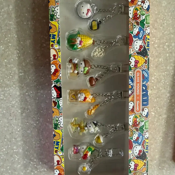 [BUNJANG] Olive Young Hello Kitty Meal Keyring Full Set (Sealed) / 미개봉 올리브영 헬로키티 식사 키링 풀세트 (세트)