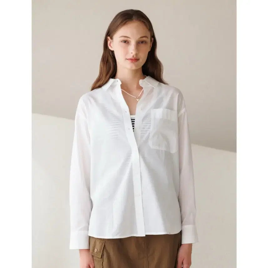 [BUNJANG] The Handmade Cotton White Shirt Blouse / [더핸드메이드] 아사면 화이트 셔츠 블라우스 / 간절기셔츠 여성셔츠 옷장정리