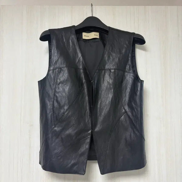 [BUNJANG] Matinkim Black Leather Vest / 마뗑킴 블랙 레더 베스트