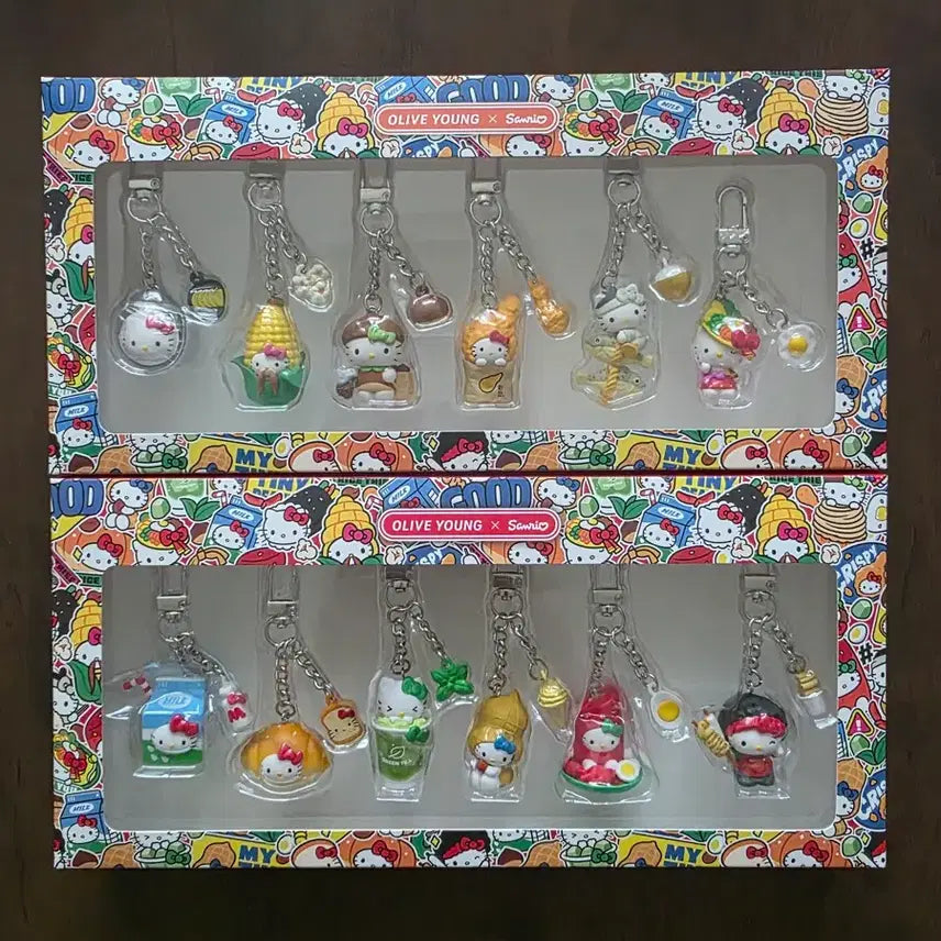 [BUNJANG] Hello Kitty X Olive Young Meal/Snack Set Keyring / 텐바이텐 헬로키티X올리브영 식사/간식 세트