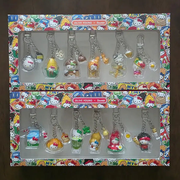 [BUNJANG] Hello Kitty X Olive Young Meal/Snack Set Keyring / 텐바이텐 헬로키티X올리브영 식사/간식 세트