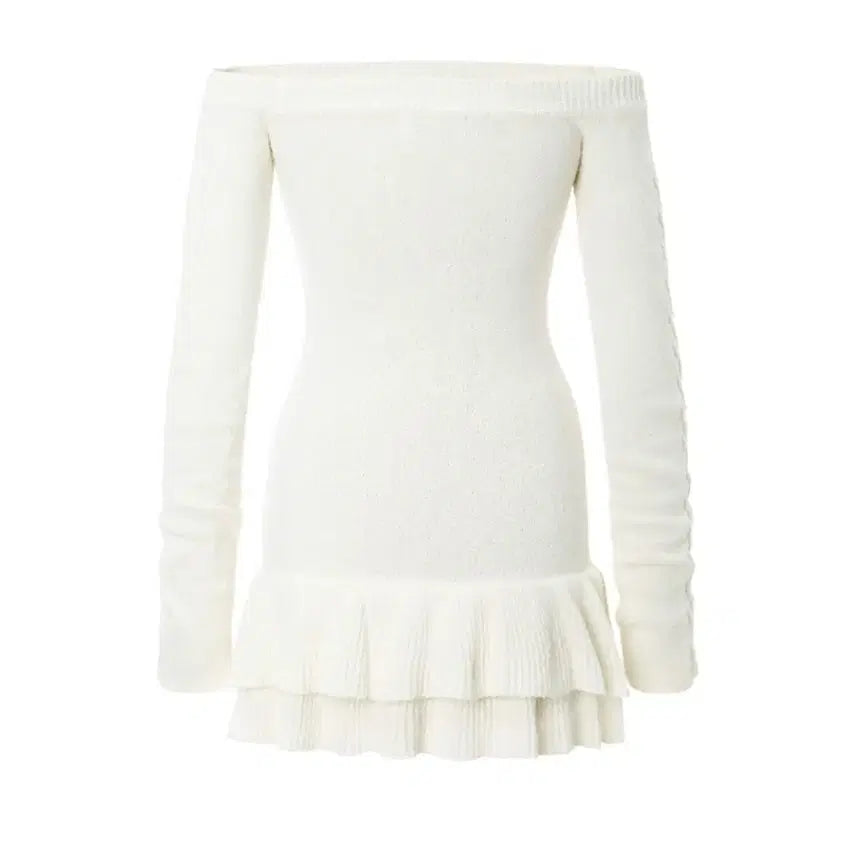 [BUNJANG] Three Times Cable Off-Shoulder Dress (Ivory) / 쓰리타임즈 케이블 오프숄더 드레스 (아이보리)