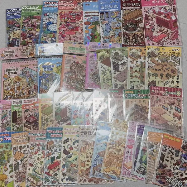 [BUNJANG] Miniature House Sticker Set (41 pcs, Sealed Bundle) / 미니어처하우스 스티커 41장 미개봉일괄판매