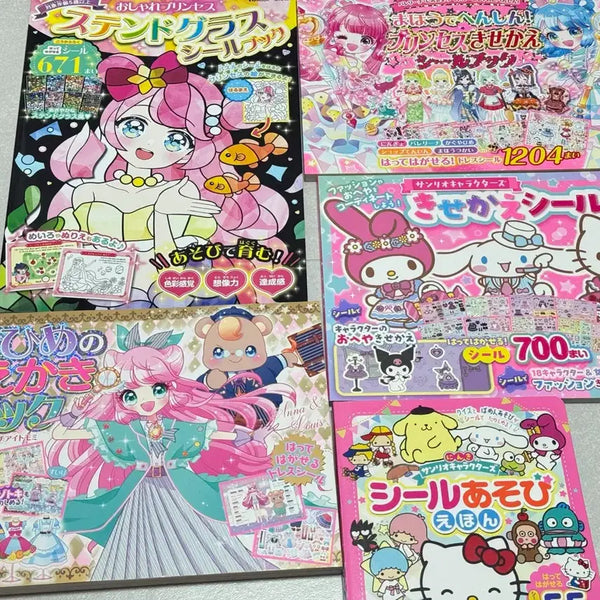 [BUNJANG] Sanrio Princess Coloring Sticker Set / 일본 어린이문구류 코디스티커 공주 산리오 컬러링 일괄판매