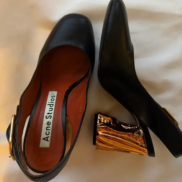 [BUNJANG] Acne Studios Odelia Palm Slingback Heel Black/Copper / Acne Studios 아크네 오델리아 팜 슬링백 [블랙/코퍼]
