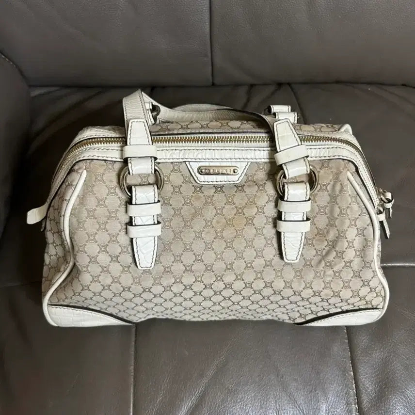 [BUNJANG] Celine Macadam Shoulder Bag White/Beige / 셀린느 마카담 숄더백 화이트/베이지