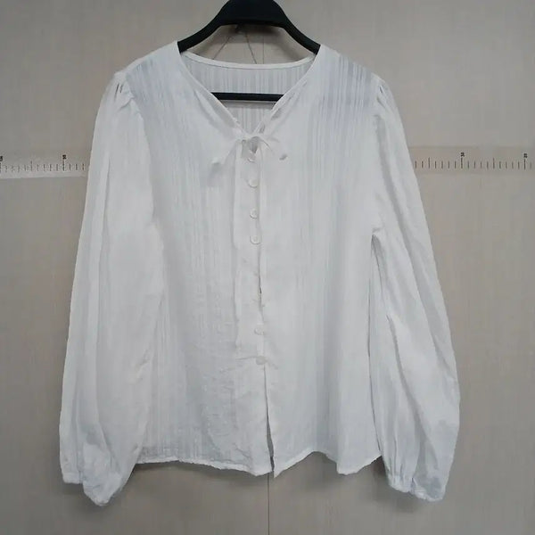 [BUNJANG] White Ribbon Blouse / 화이트 리본 블라우스