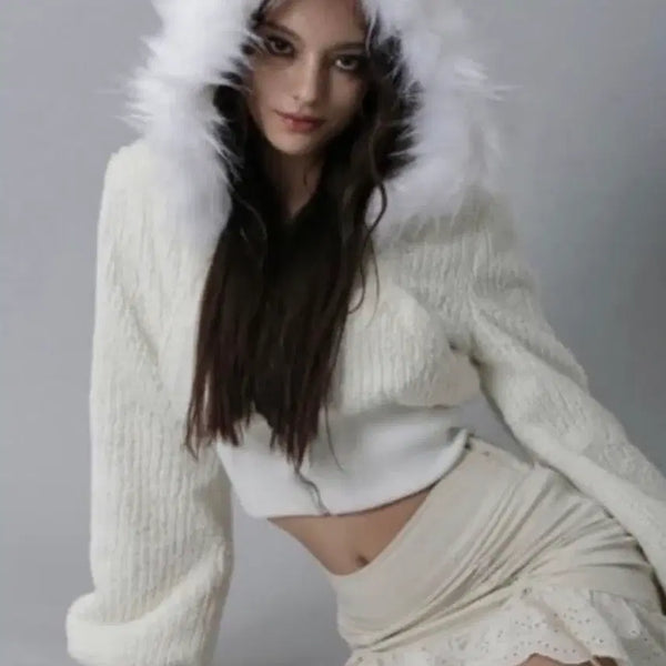[BUNJANG] Dry Rose Snowflake Hooded Zip-Up / 드라이로즈 스노우플레이크 후드집업