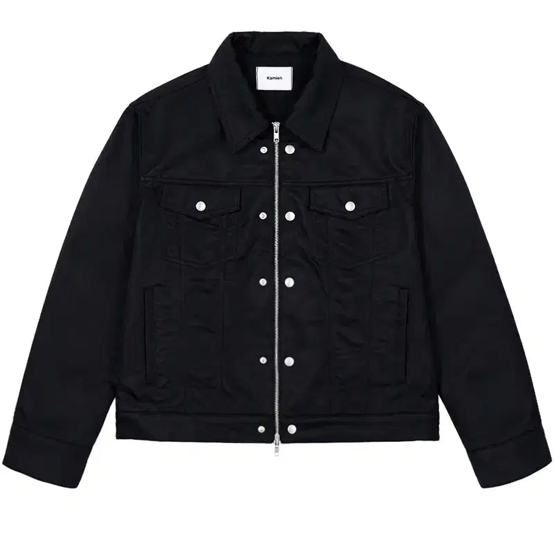 [BUNJANG] Kamien Nylon Crop Trucker Jacket Black / [3] 카미엔 나일론 크롭 트러커 자켓 블랙