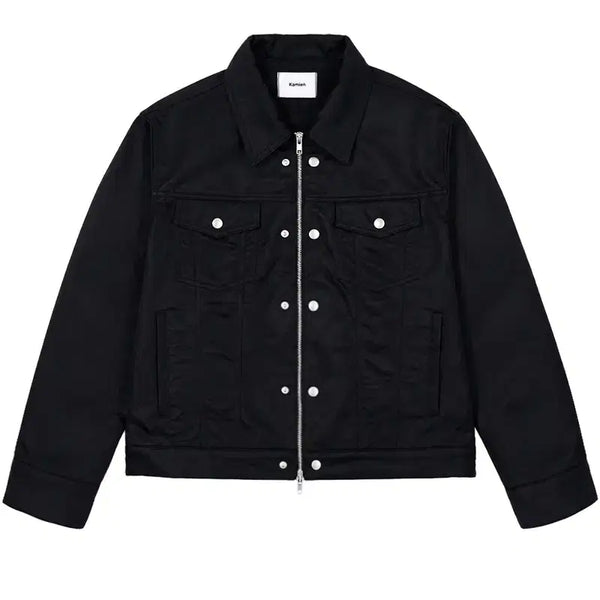 [BUNJANG] Kamien Nylon Crop Trucker Jacket Black / [3] 카미엔 나일론 크롭 트러커 자켓 블랙