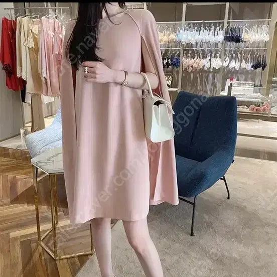 [BUNJANG] TheLorang Cape Dress Pink / 더로랑 케이프 원피스 핑크